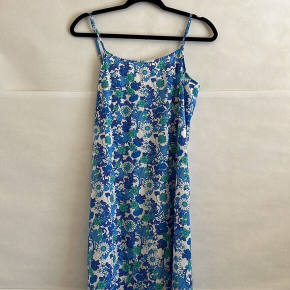 Frankies Bikinis Hawaiian Maxi Dress S NWT Blue Floral Spaghetti Straps Beach - Picture 5 of 13
